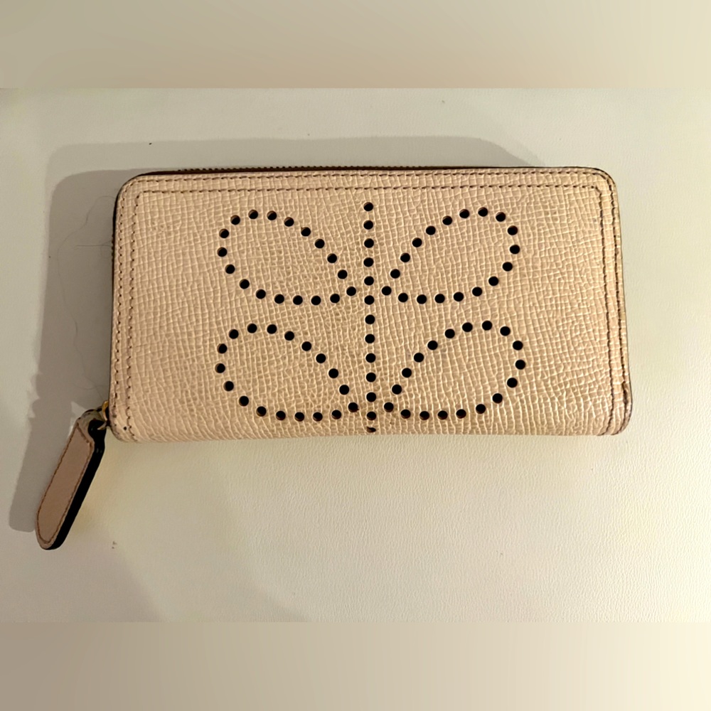 Orla Kiely Vintage Blush Leather Punched Floral Wallet
